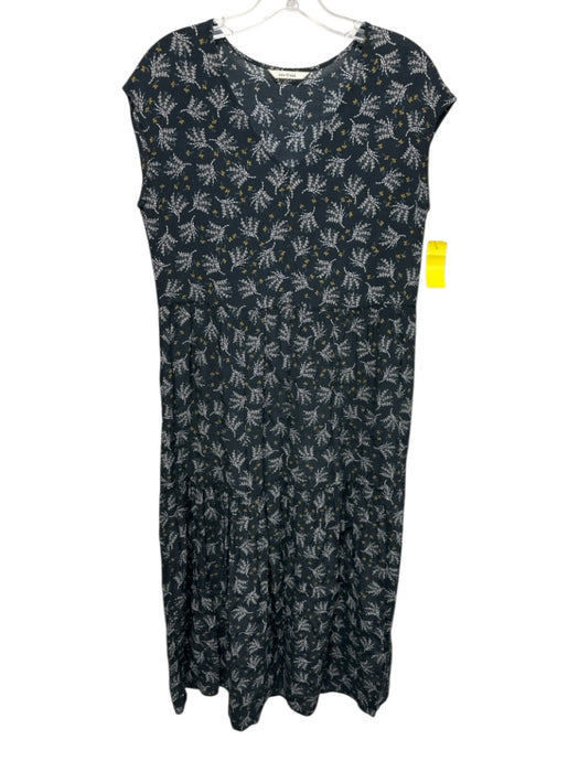 Ese O Ese Size S Navy, Yellow & Green Viscose Sleeveless Floral V Neck Dress Navy, Yellow & Green / S