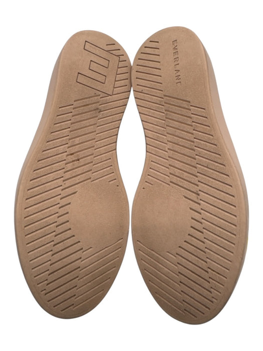 Everlane White & Pink Leather Round Toe lace up Rubber Sole Low Top Sneakers White & Pink