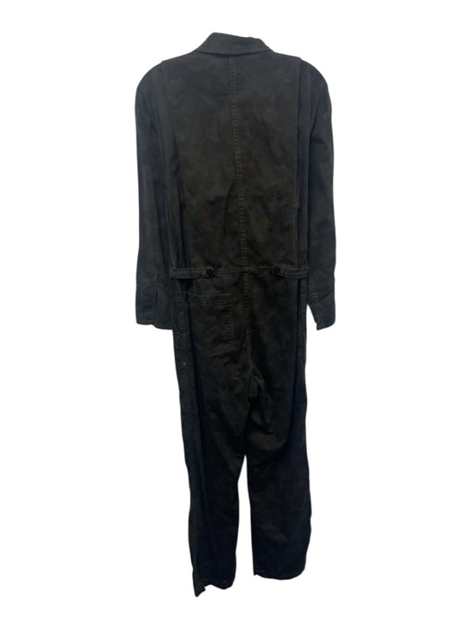 Imogene + Willie Size XS Dark Brown & Green Cotton Denim Camo Zip Front Jumpsuit Dark Brown & Green / XS