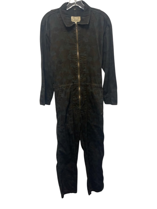 Imogene + Willie Size XS Dark Brown & Green Cotton Denim Camo Zip Front Jumpsuit Dark Brown & Green / XS