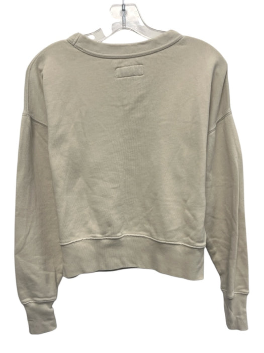 Buck Mason Size Small Cream Beige Cotton Crewneck Long Sleeve Cropped Sweater Cream Beige / Small