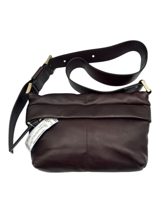 ALLSAINTS Dark Maroon Lamb leather Zip Close Puffy Adjustable Strap Shoulder Bag Dark Maroon