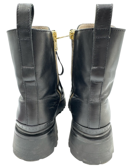ALLSAINTS Shoe Size 39 Black Leather Upper Buckle Detail Lace Up Lug Sole Boots Black / 39