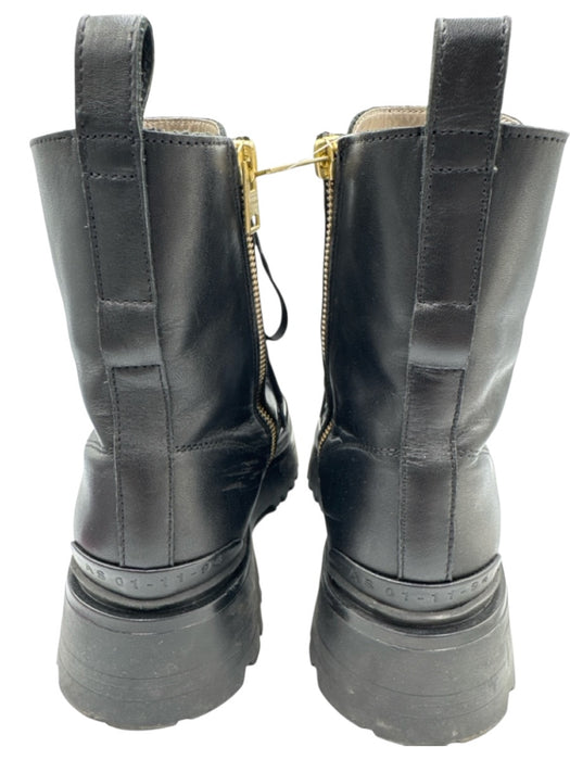 ALLSAINTS Shoe Size 39 Black Leather Upper Buckle Detail Lace Up Lug Sole Boots Black / 39
