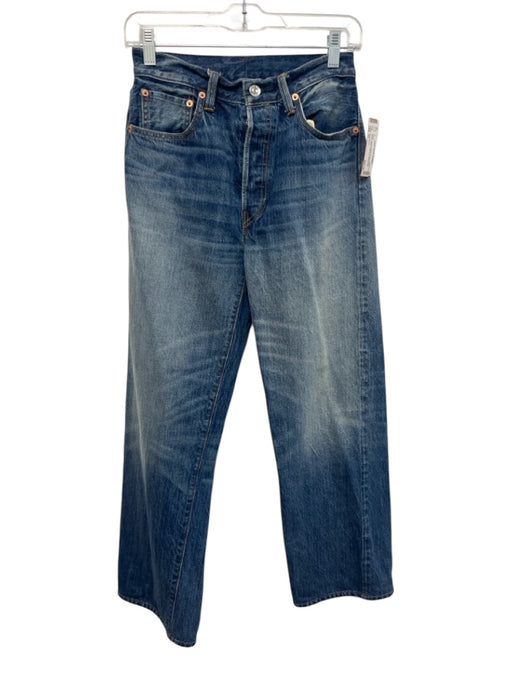 Buck Mason Size 25 Medium Wash Cotton Denim High Rise Whiskering Faded Jeans Medium Wash / 25