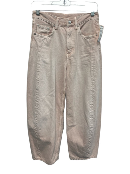 Arket Size 25 Light Pink Cotton Denim High Rise Faded Barrel Jeans Light Pink / 25
