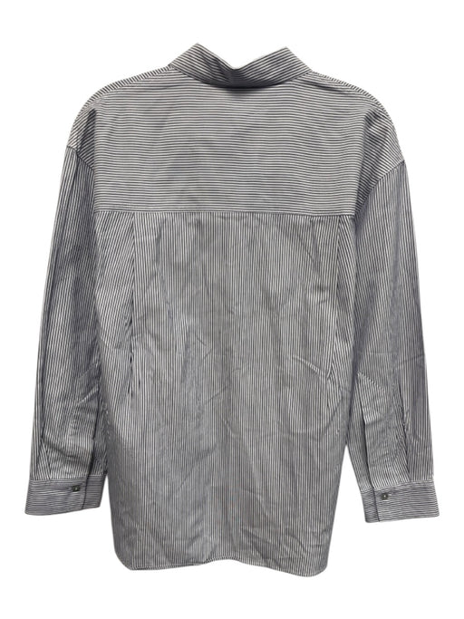 Massimo Dutti Size XS Blue & White Cotton Long Sleeve Striped Button Front Top Blue & White / XS