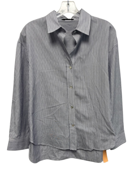 Massimo Dutti Size XS Blue & White Cotton Long Sleeve Striped Button Front Top Blue & White / XS