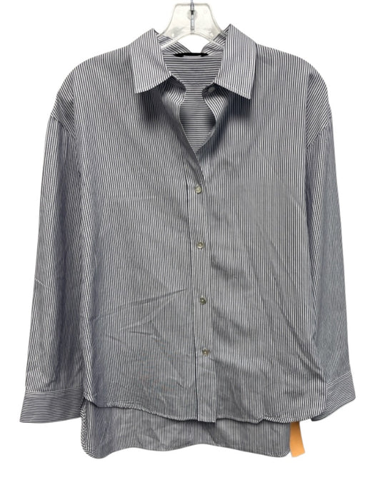 Massimo Dutti Size XS Blue & White Cotton Long Sleeve Striped Button Front Top Blue & White / XS