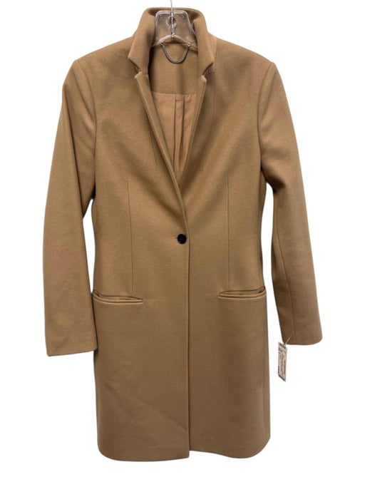 ALLSAINTS Size 4 Tan Brown Wool Blend Goat Skin One Button Welt Pocket Coat Tan Brown / 4