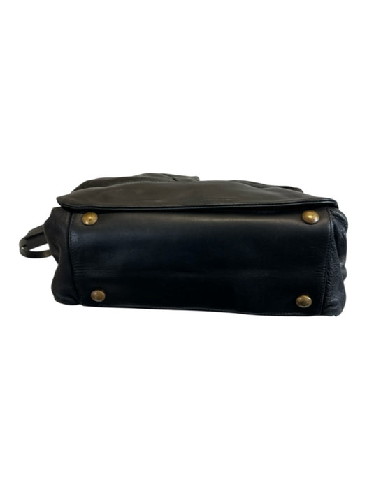 Rag & Bone Black Leather Top Handle Pockets Zip Close Crossbody Strap Bag Black / Large