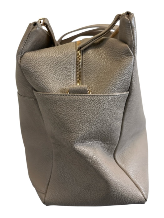 Quince Beige Leather Zip Detail Top Handle Side Pockets Duffle Bag Beige / Large