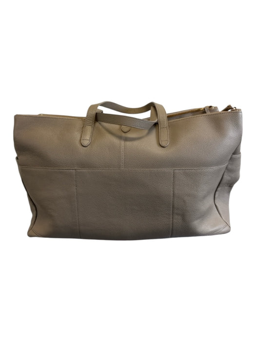 Quince Beige Leather Zip Detail Top Handle Side Pockets Duffle Bag Beige / Large