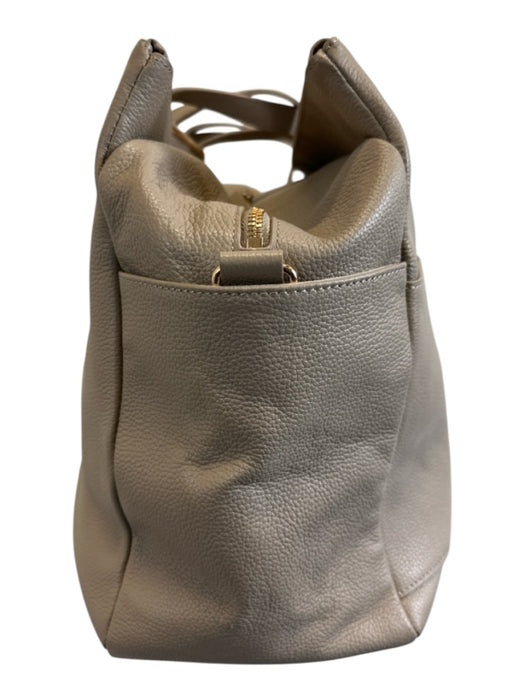 Quince Beige Leather Zip Detail Top Handle Side Pockets Duffle Bag Beige / Large