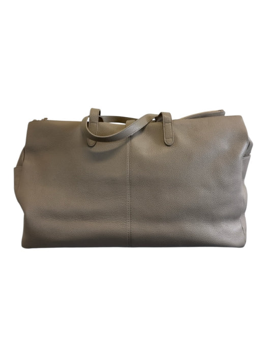 Quince Beige Leather Zip Detail Top Handle Side Pockets Duffle Bag Beige / Large