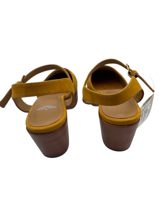 Mabel & Moss Shoe Size 38 Mustard Yellow Leather Upper Suede Ankle Strap Sandals Mustard Yellow / 38