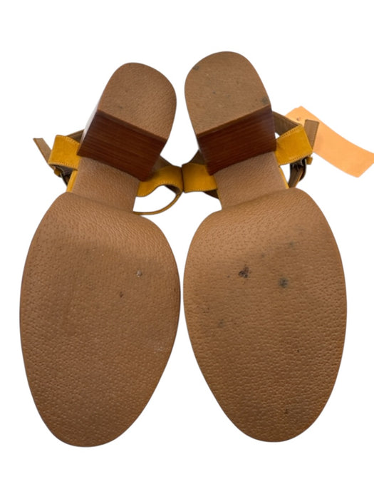 Mabel & Moss Shoe Size 38 Mustard Yellow Leather Upper Suede Ankle Strap Sandals Mustard Yellow / 38