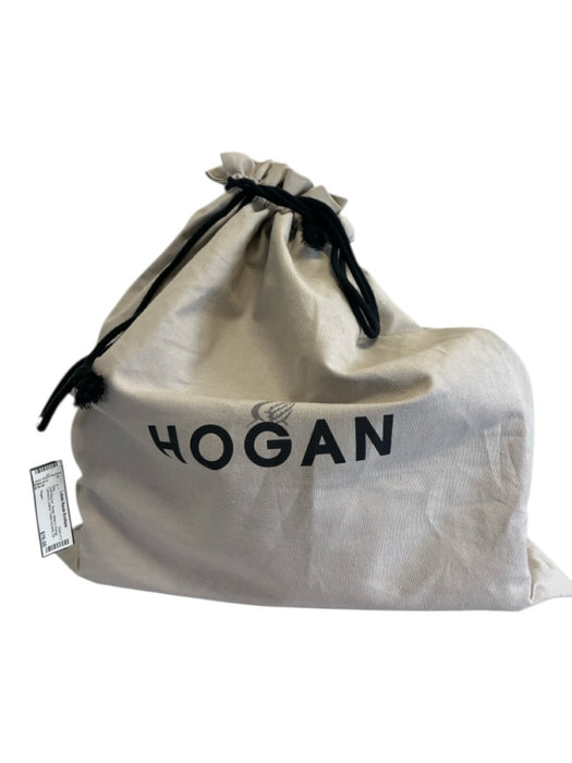 Hogan Beige, White & Orange Canvas & Leather Patent Accents Zip Top Tote Bag Beige, White & Orange