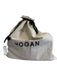 Hogan Beige, White & Orange Canvas & Leather Patent Accents Zip Top Tote Bag Beige, White & Orange