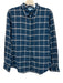 Draper James Size 2 Blue & White Cotton Blend Plaid Flannel Long Sleeve Top Blue & White / 2
