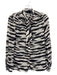 ALLSAINTS Size XS Cream & Black Polyester Animal Stripe Sheer Button Up Top Cream & Black / XS