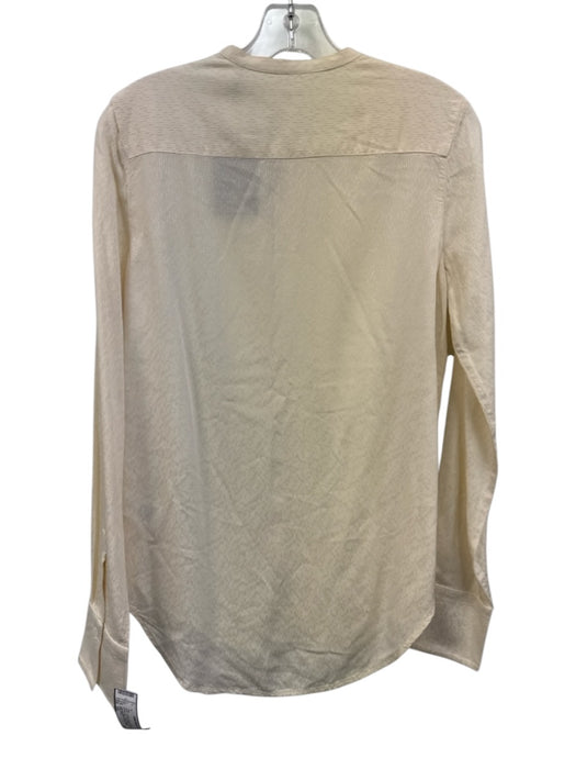 Billy Reid Size XS Cream White Viscose Jacquard Button Up Long Sleeve Top Cream White / XS