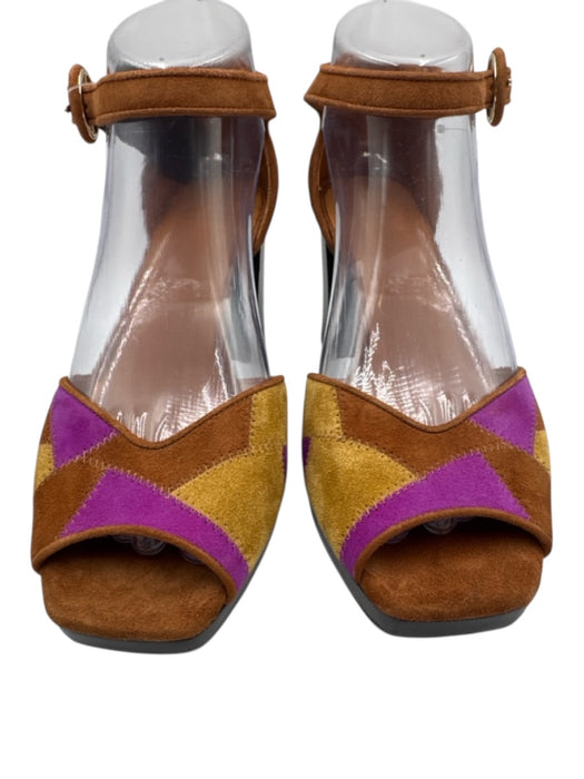 Sezane Shoe Size 37 Brown, Beige & Purple multi Leather Upper Suede Sandals Brown, Beige & Purple multi / 37