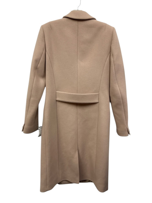 Reiss Size 4 Cream Pink Beige Wool Blend Button Front Darted Slit Pocket Coat Cream Pink Beige / 4