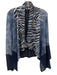Alberto Makali Size S Blue Polyester Perforated Zebra Print Open Front Sweater Blue / S