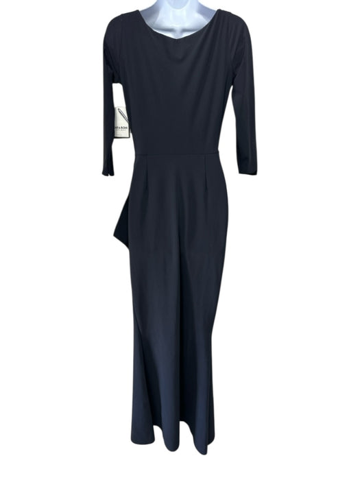 Chiara Boni Size 6 Black Polyamide & Elastane 3/4 Sleeve Ruched Gown Black / 6