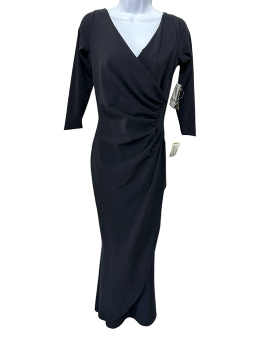 Chiara Boni Size 6 Black Polyamide & Elastane 3/4 Sleeve Ruched Gown Black / 6
