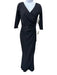 Chiara Boni Size 6 Black Polyamide & Elastane 3/4 Sleeve Ruched Gown Black / 6