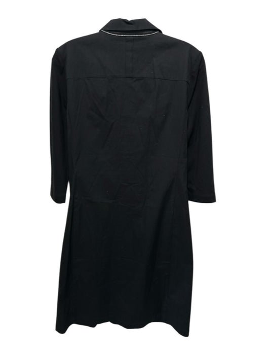 Lafayette 148 Size 5 Black Cotton & Nylon 3/4 Sleeve Embellished Pockets Dress Black / 5
