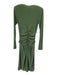 Norma Kamali Size S/38 Green Polyester V Neck Long Sleeve Shirred Dress Green / S/38