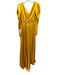 Mac Duggal Size 8 Golden Yellow Polyester Long Sleeve Surplice Pleat Detail Gown Golden Yellow / 8