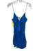 Zara Size S Blue Linen Blend Ruched Front Mini Cut Out back Dress Blue / S