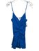 Zara Size S Blue Linen Blend Ruched Front Mini Cut Out back Dress Blue / S