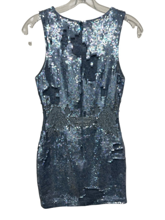 Needle & Thread Size 2 Grey Polyester Sequined Zip Back Sleeveless Mini Dress Grey / 2