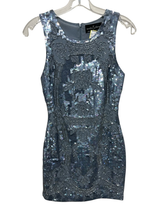 Needle & Thread Size 2 Grey Polyester Sequined Zip Back Sleeveless Mini Dress Grey / 2