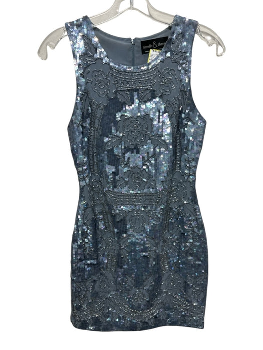 Needle & Thread Size 2 Grey Polyester Sequined Zip Back Sleeveless Mini Dress Grey / 2