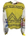 Ganni Size 38 Yellow & Multi Silk Blend Long Sleeve Zip Back Floral Print Top Yellow & Multi / 38