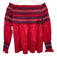 Maje Size Est S Red Polyester Smocked Off Shoulder Long Sleeve Top Red / Est S