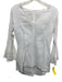 Claudio Milano Size XS White Linen V Neck Zip Back Lace Cuffs High Low Hem Top White / XS