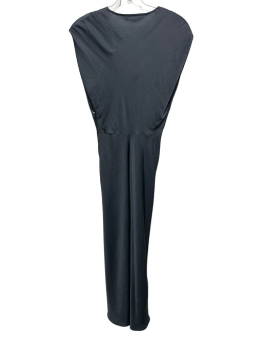 Zara Size XS Dark Gray Polyester Cowl Neck Maxi Satin Zip Back Top Dark Gray / XS