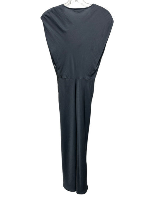 Zara Size XS Dark Gray Polyester Cowl Neck Maxi Satin Zip Back Top Dark Gray / XS