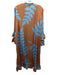 Lobo.Rosa Size U Orange & Blue Polyester Ruffle Detail Leaf Print Coverup Orange & Blue / U