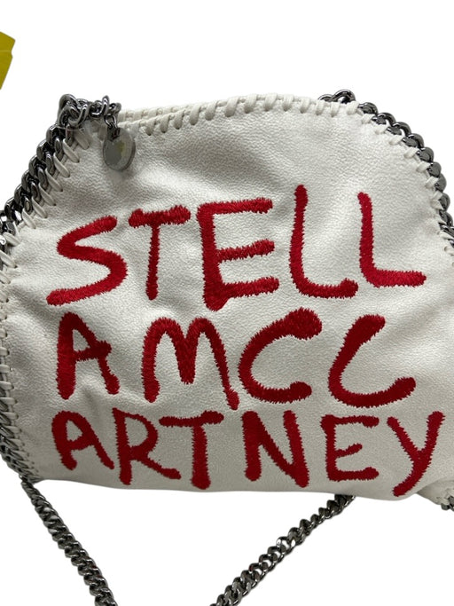 Stella McCartney White & Red Leather Chain Strap Embroidered Logo Bag White & Red / S