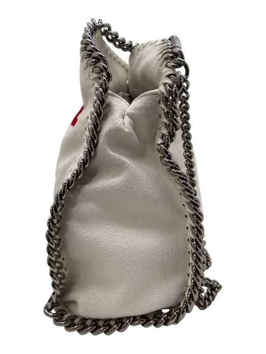 Stella McCartney White & Red Leather Chain Strap Embroidered Logo Bag White & Red / S
