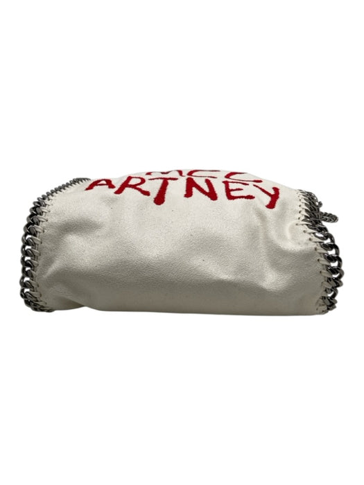 Stella McCartney White & Red Leather Chain Strap Embroidered Logo Bag White & Red / S