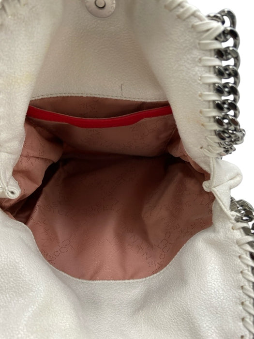 Stella McCartney White & Red Leather Chain Strap Embroidered Logo Bag White & Red / S